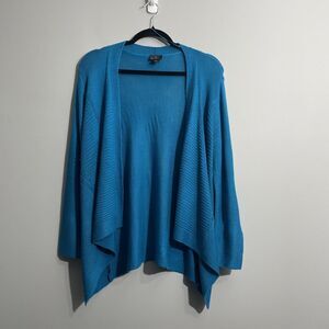 Worthington L Teal Open Front Sweater Lightweight Cardigan Layering Soft Knit